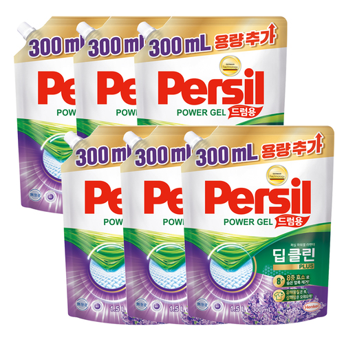 퍼실 라벤더 딥클린 플러스 1.5L+300ml 드럼용 (증량팩) x 6개