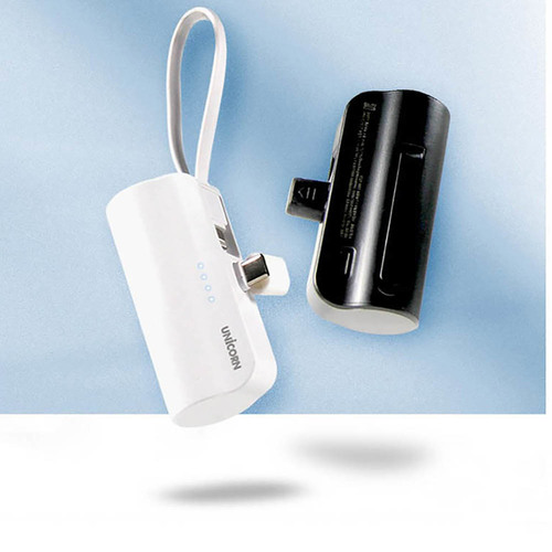 [재고한정특가]유니콘 PD-5000M 휴대용 5000mAh 보조배터리 미니 도킹형 C타입/8핀 동시 충전가능 거치가능