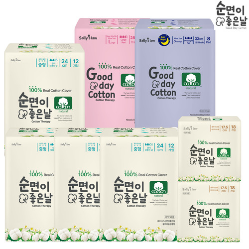 샐리의 법칙 순면이좋은날 중형12p 4팩+대형10p 1팩+오버나이트8p 1팩+롱라이너18p 2팩