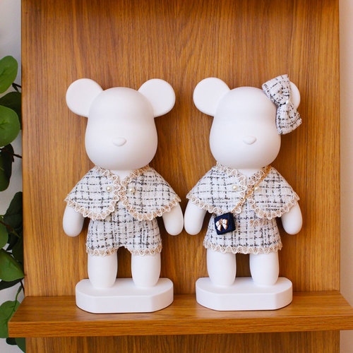 더팰리즈 트위드 빅베어브릭 석고방향제 27cm (곰돌이+곰순이) 2가지향(블랑쉬+오스만투스) 포함/아기베어 방향제 증정