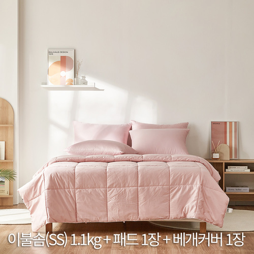 (홈쇼핑히트상품) [라뽐므] 사계절용 라울 60수 100% 호주산 천연양모 이불솜(SS) 1.1kg + 패드 1장 + 베개커버 1장