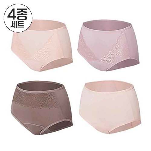 샤론느 더실크 올데이 안심팬티(요실금팬티) 4종 모음 구성(레이스 팬티 3종 + 솔리드 팬티 1종)