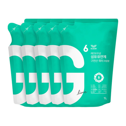 [레인보우샵]섬유유연제 구연산 워터 라임향 1L 리필x5