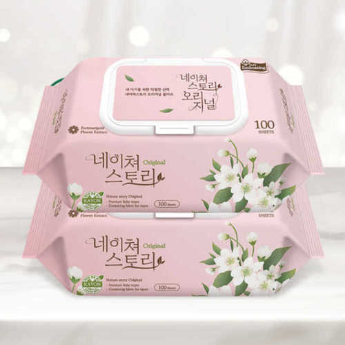 오리지널 대용량 아기물티슈 엠보싱 캡형 100매X20팩