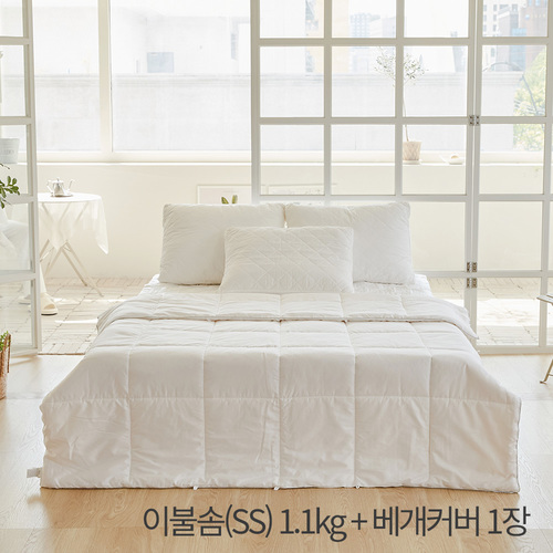 (홈쇼핑히트상품) [라뽐므] 사계절용 라울 60수 100% 호주산 천연양모 이불솜(SS) 1.1kg + 베개커버 1장