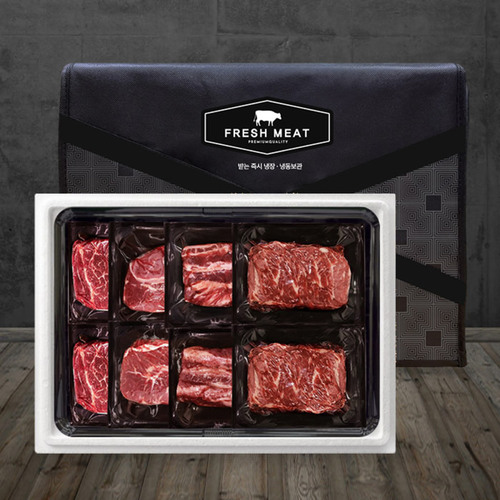 [미식관] 미국산 탑초이스 블랙앵거스 구이용 선물세트5호(총1.6kg/각400g/살치살+갈비살+부채살+척아이롤)