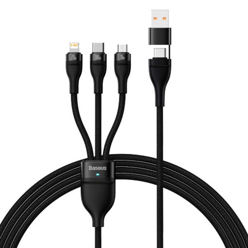 베이스어스 플래쉬시리즈2 USB+C to 3in1 100W 고속 멀티 케이블 1.2m (블랙)