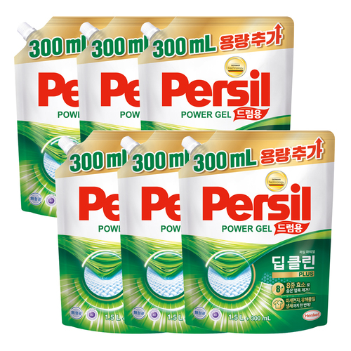 퍼실 파워젤 딥클린 플러스 1.5L+300ml 드럼용 (증량팩) x 6개
