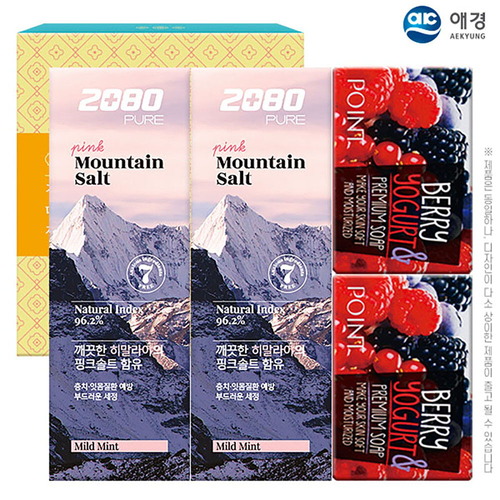애경 2080히말라야핑크솔트치약100g2P 포인트베리비누2P(4종)